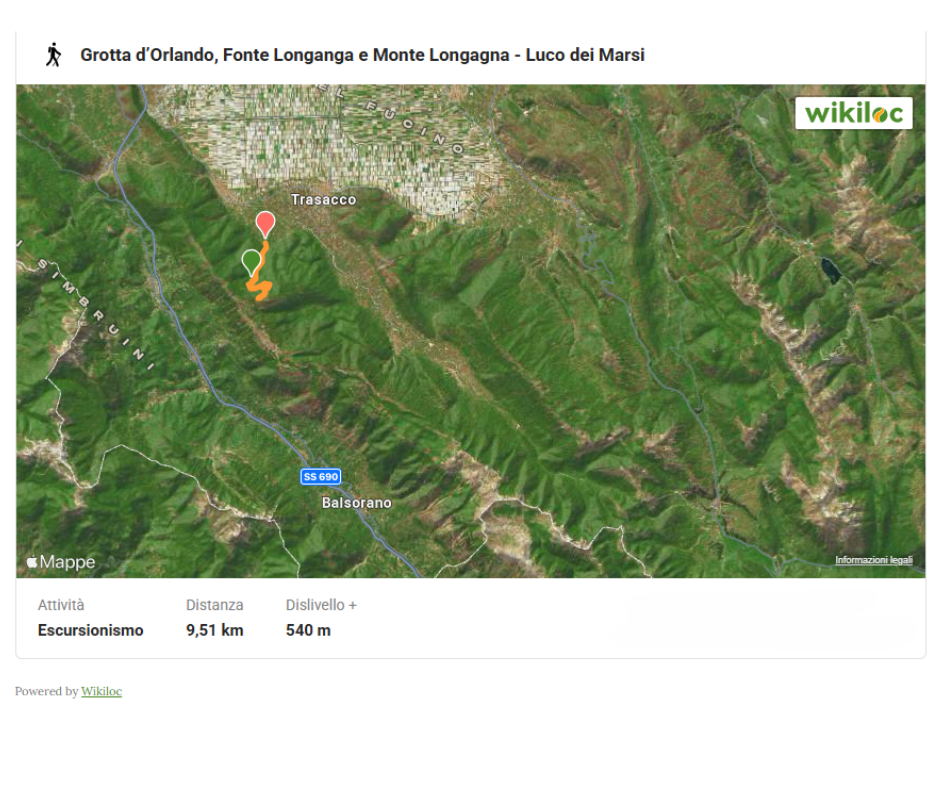 Grotta d Orlando, Fonte Longagna e monte Longagna - Luco dei Marsi 